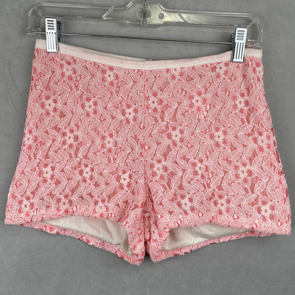 My Beloved Pink Floral Lace High Rise Shorts Sz S Coquette Barbiecore USA Made